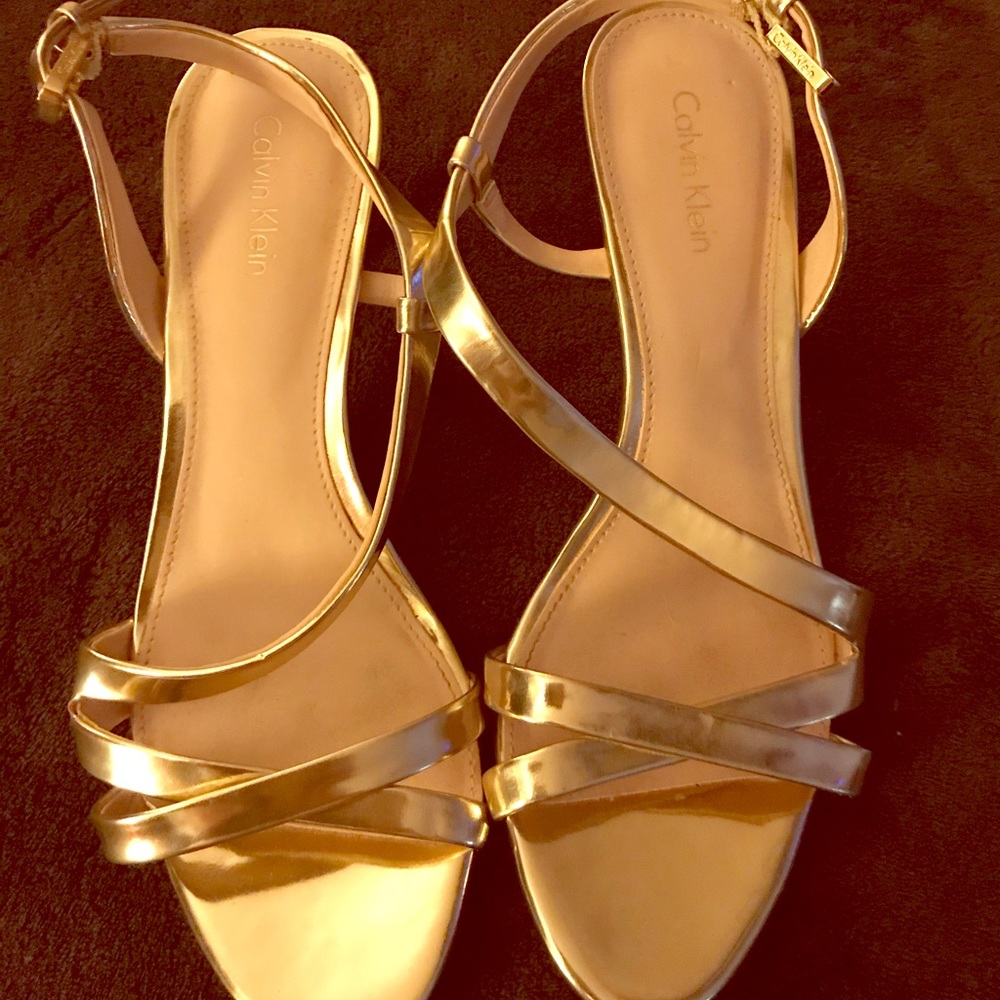 Gold Strappy Calvin Klein Heels